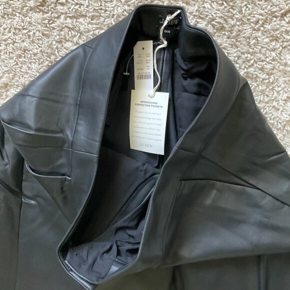 j.crew kate straight-leg pant in faux leather. size: 12. color: black - Picture 9 of 10